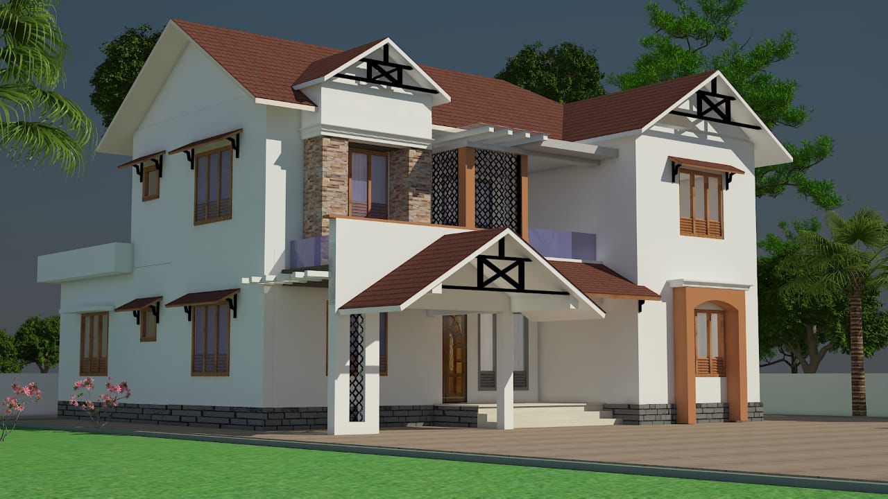 Elegant Duplex house With Modern Colonial Architecture