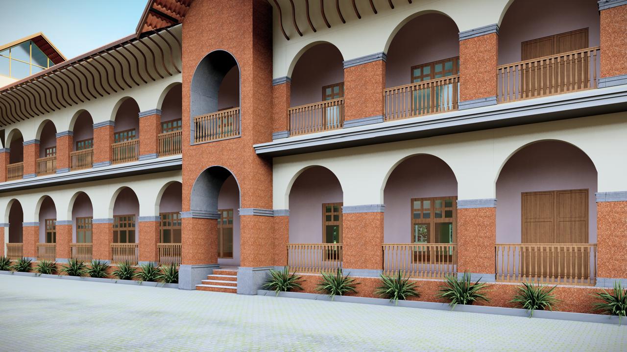 Grand Building With Contemporary Colonial Architecture